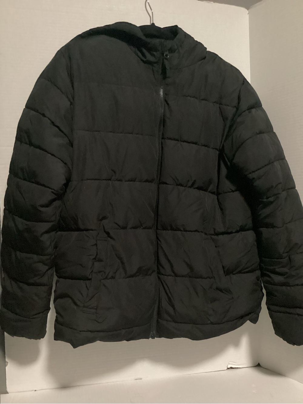 Swiss Tech Black Hooded Puffer Jacket for Kids Size XL